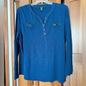 FINAL REDUCTION Chaps Embellished Henley Top